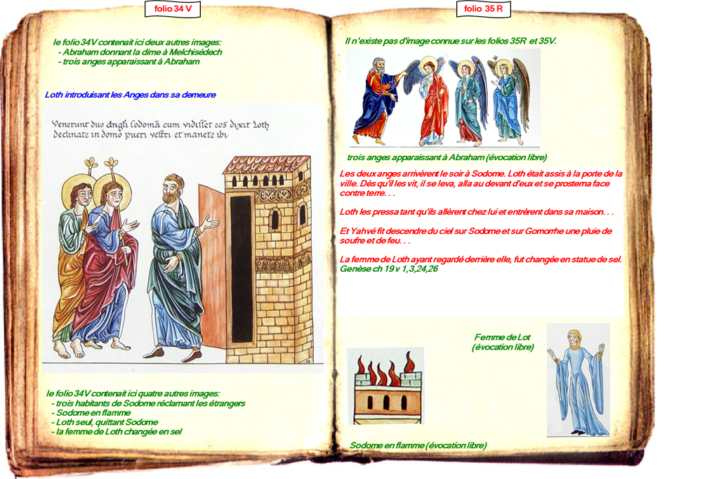 modele Hortus vide red 2 page centre,Abraham et les 3 anges III-91 89-94 CIMG9438 r inverse,sodome en flamme I-15 CIMG9497 r inverse,34 V 42 - I-15 CIMG9497 r,femme de lot 40 V 61&62 - I-19 CIMG9501 r